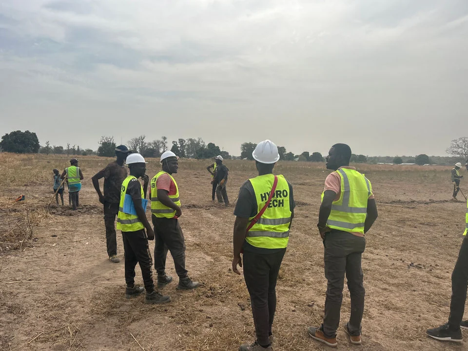 Hydrotech field team reviewing infrastructure works in The Gambia