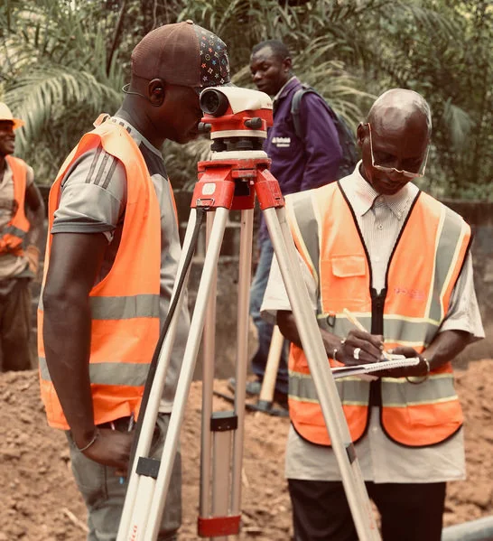 Hydrotech surveying team coordinating infrastructure work